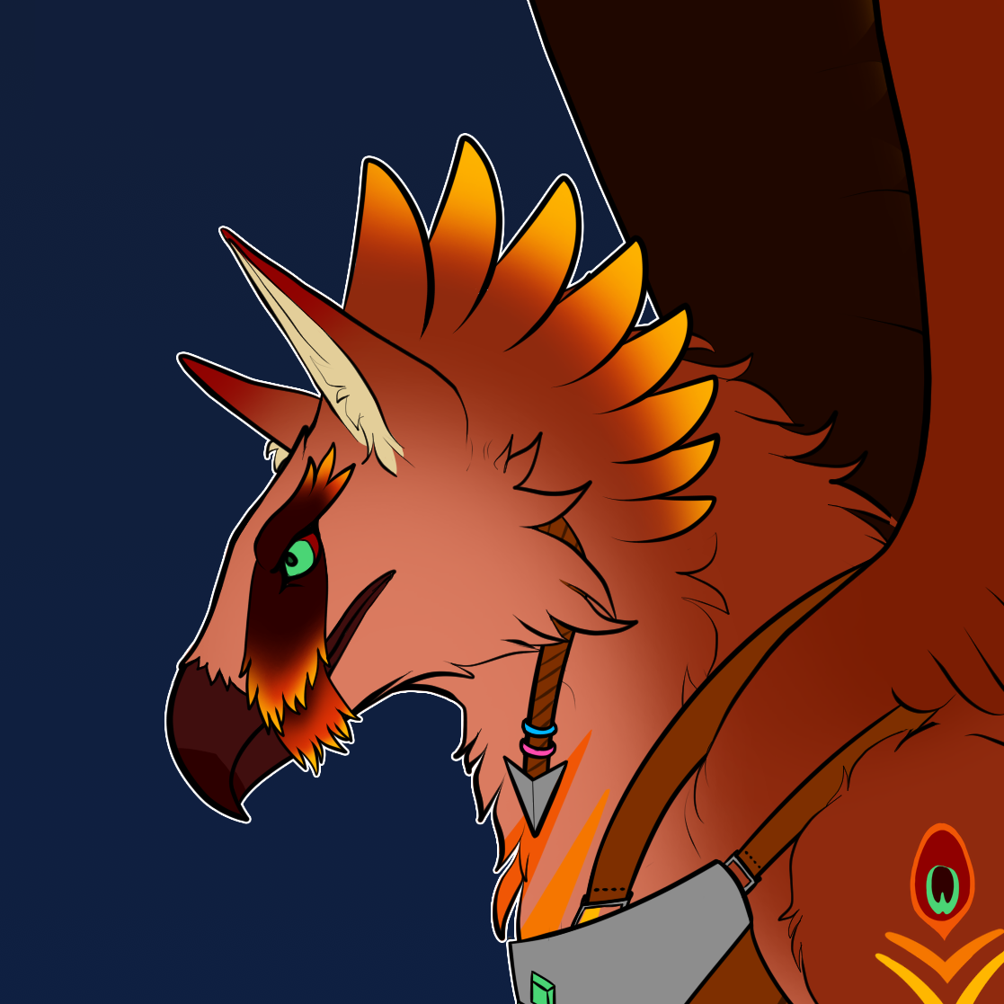 Portrait of Takora. They look quite stern.