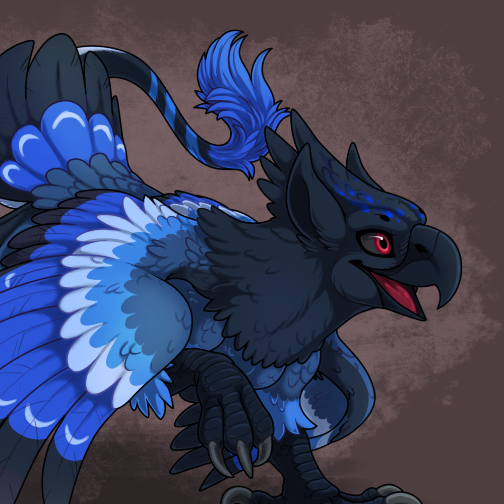 Rask the gryphon running, he looks quite determined.